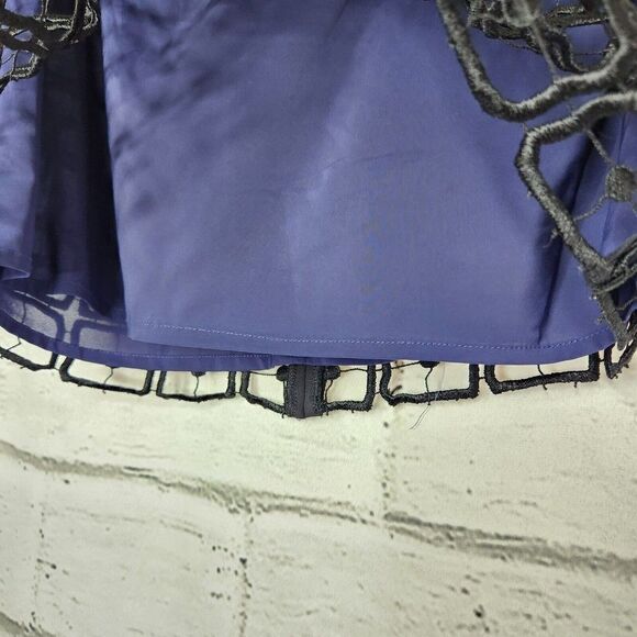 Tory Burch Womens Size 4 Solid Blue 100% Silk Tank Top Black Overlay Polyester - Picture 5 of 11